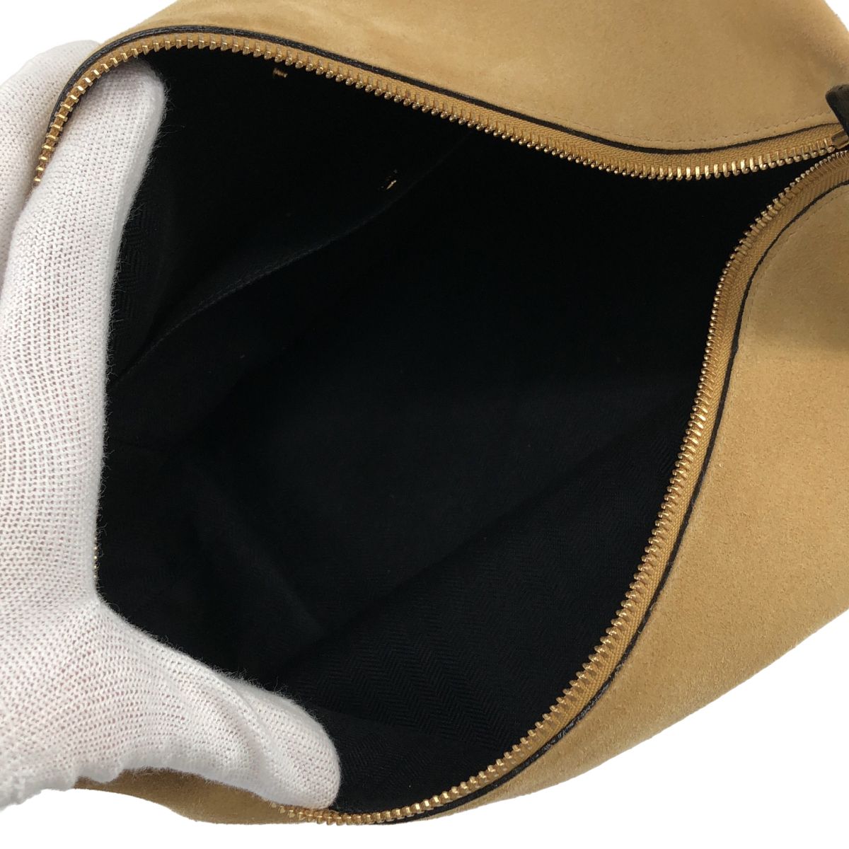Loewe Suede Leather Handbag Beige Black — view 3