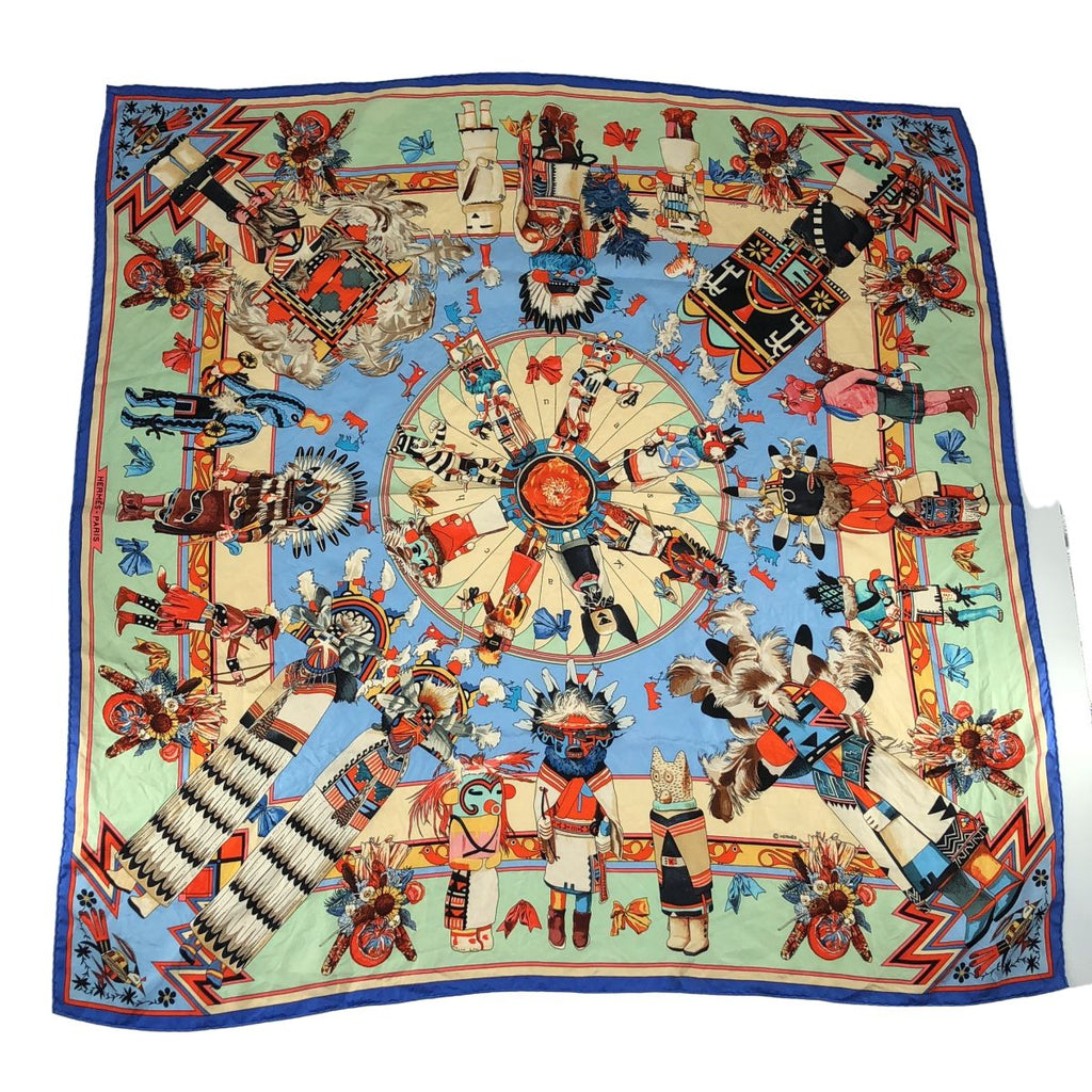 Hermes Carre 90 Kachinas Silk Scarf Multicolor