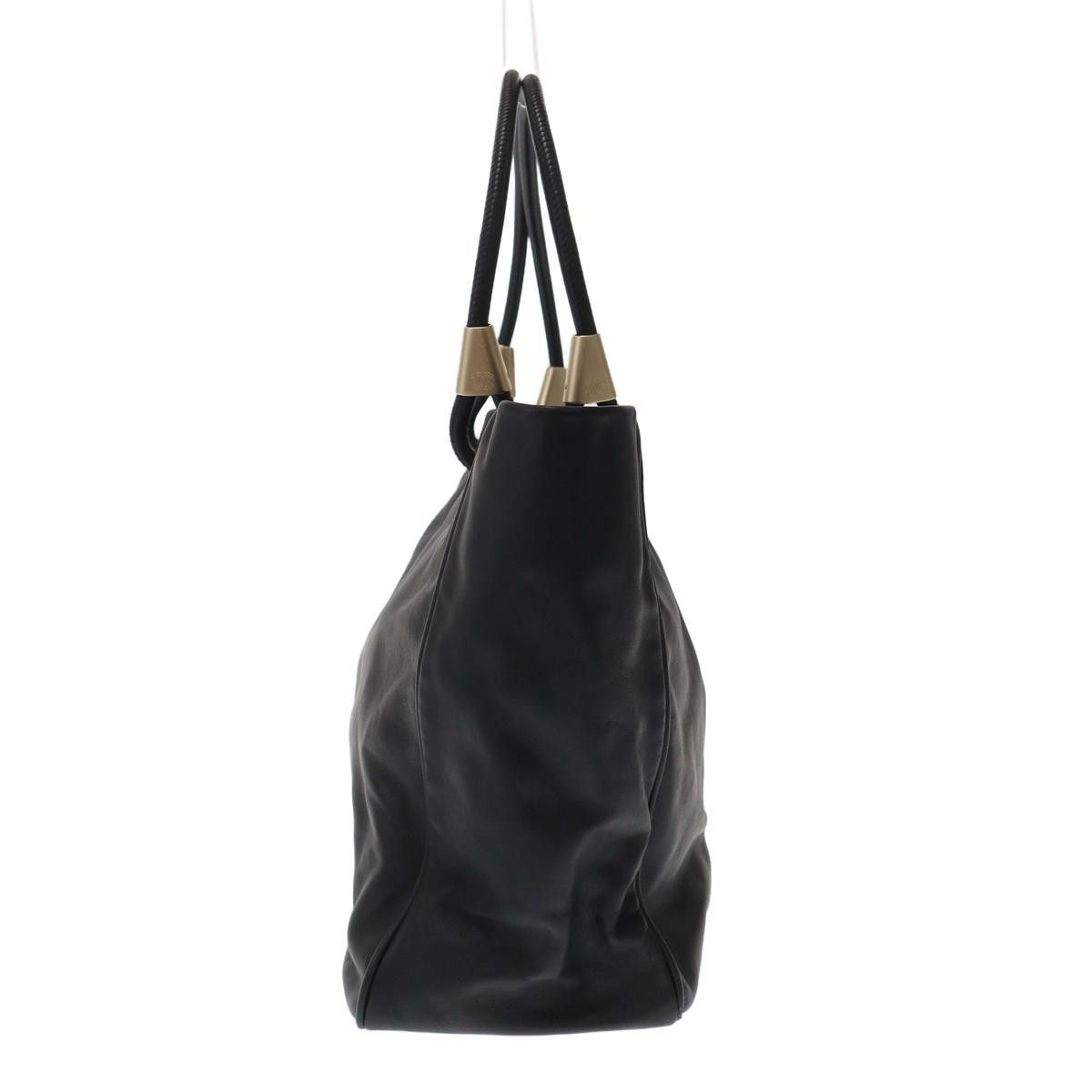 Chanel Camellia Logo Leather Tote Bag Black — view 3