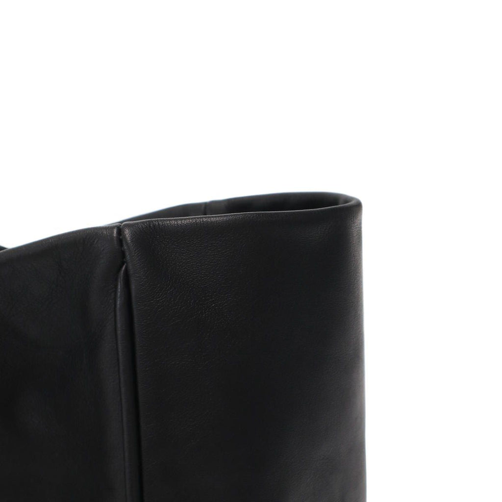 Chanel Camellia Logo Leather Tote Bag Black — view 7