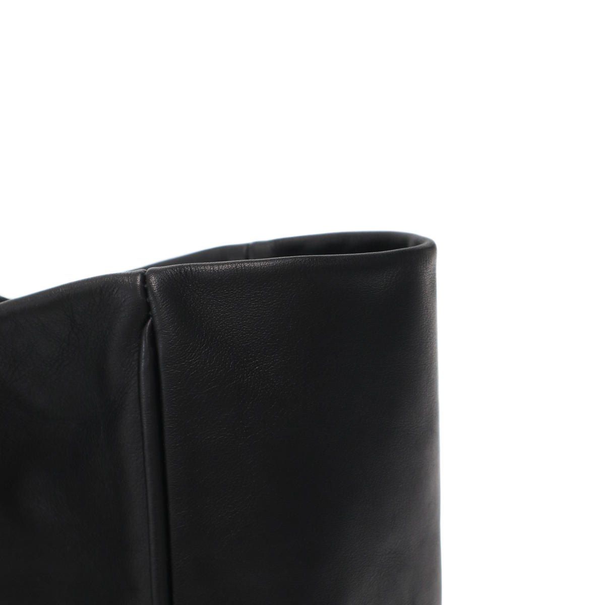 Chanel Camellia Logo Leather Tote Bag Black — view 7