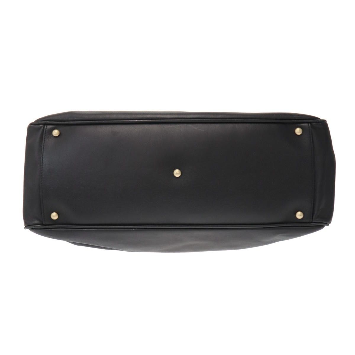 Chanel Camellia Logo Leather Tote Bag Black — view 4