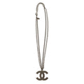 Chanel 06P CC Logo Double Chain Choker Necklace Silver