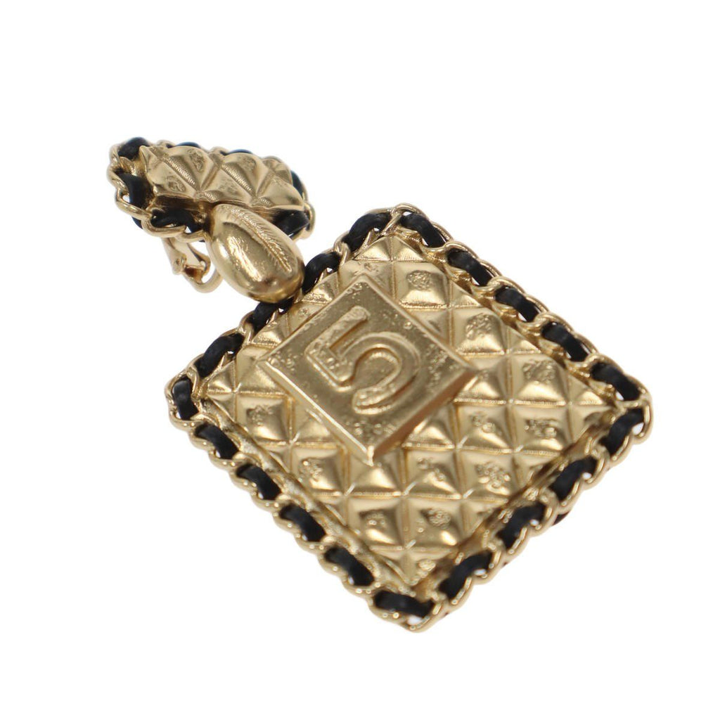 Chanel N5 Quilted Earrings Set Gold — view 4
