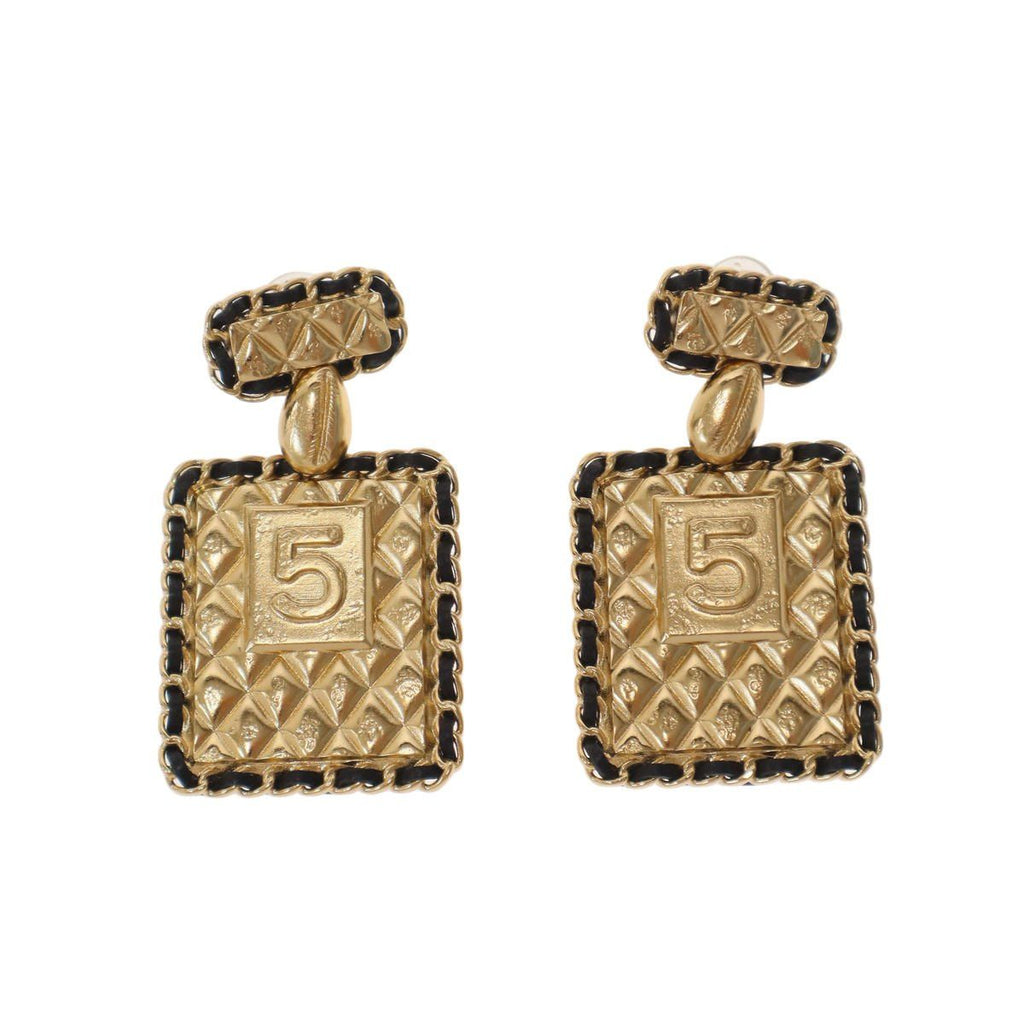 Chanel N5 Quilted Earrings Set Gold