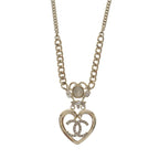 Chanel CC Logo Heart Stone Necklace Gold — view 2