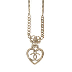 Chanel CC Logo Heart Stone Necklace Gold — view 3