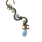 Chanel 23C CC Logo Stone Earrings Set Gold Blue — view 3