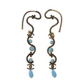 Chanel 23C CC Logo Stone Earrings Set Gold Blue