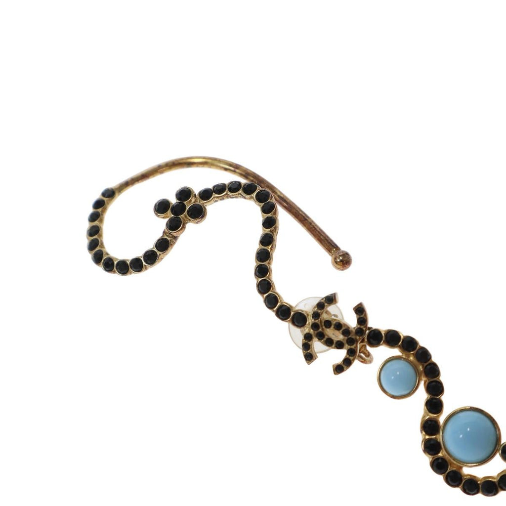 Chanel 23C CC Logo Stone Earrings Set Gold Blue — view 4