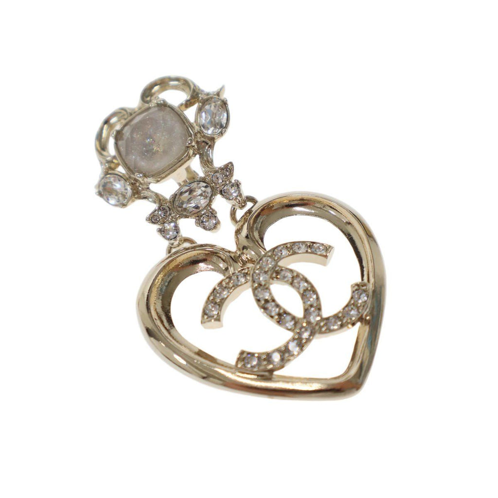 Chanel CC Logo Heart Earrings Set Gold — view 4