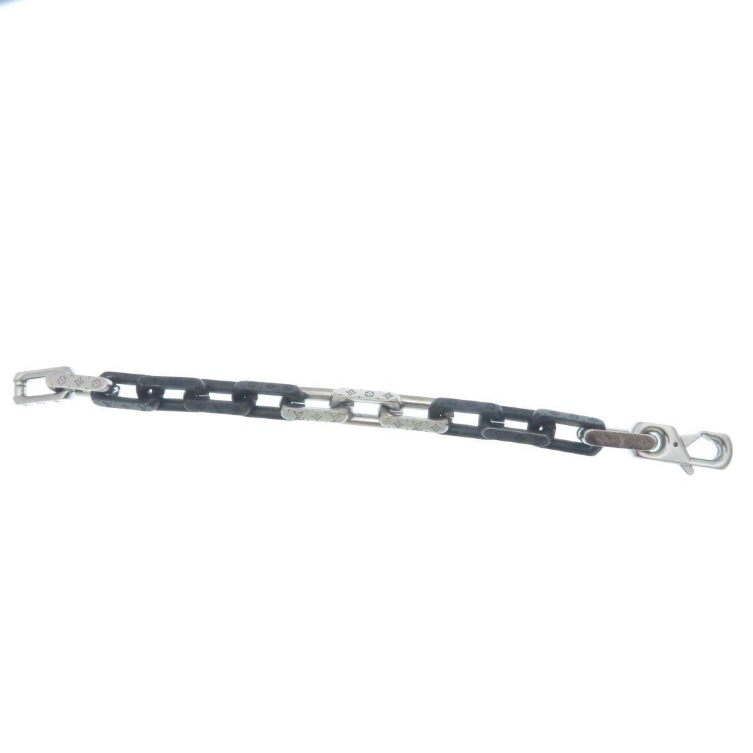 Louis Vuitton Bracelet Monogram Chain Silver Black Stainless Steel — view 2