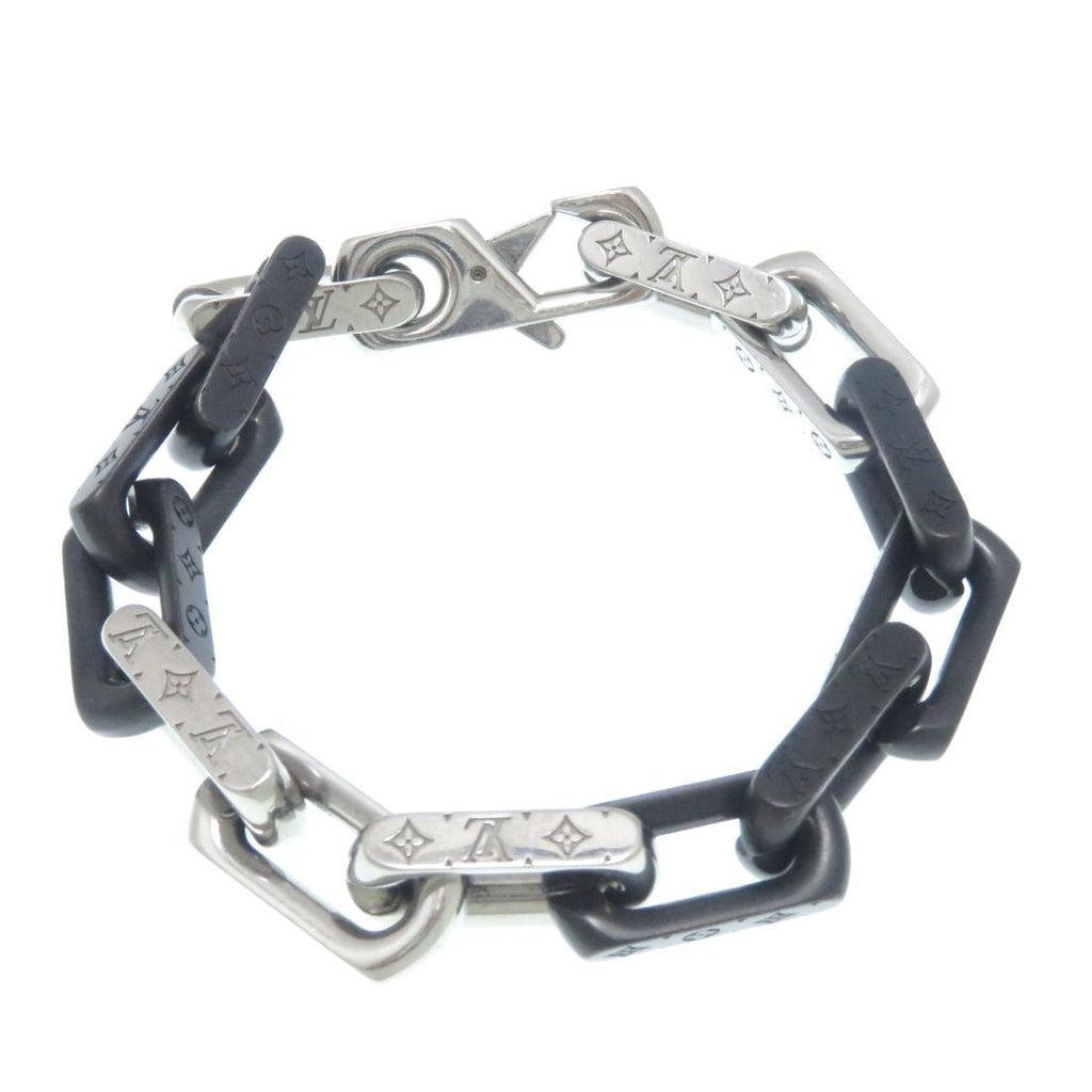 Louis Vuitton Bracelet Monogram Chain Silver Black Stainless Steel