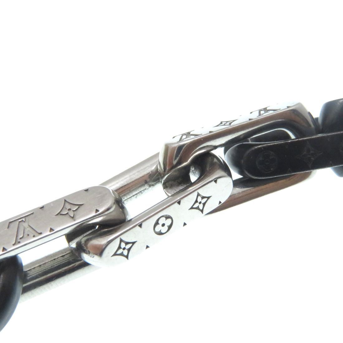 Louis Vuitton Bracelet Monogram Chain Silver Black Stainless Steel — view 8