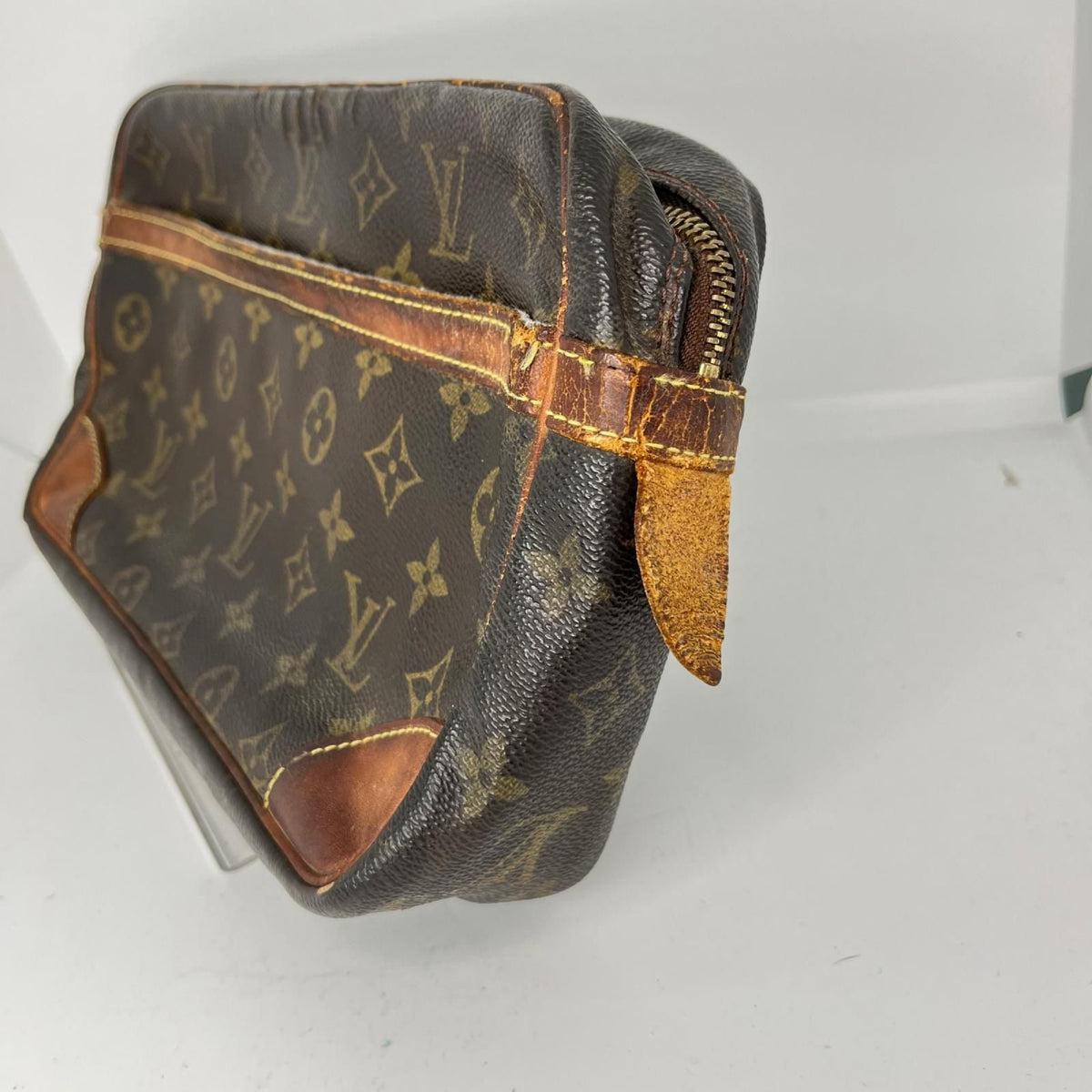 Louis Vuitton Monogram Compiegne Bag Brown Side Tab Torn — view 2
