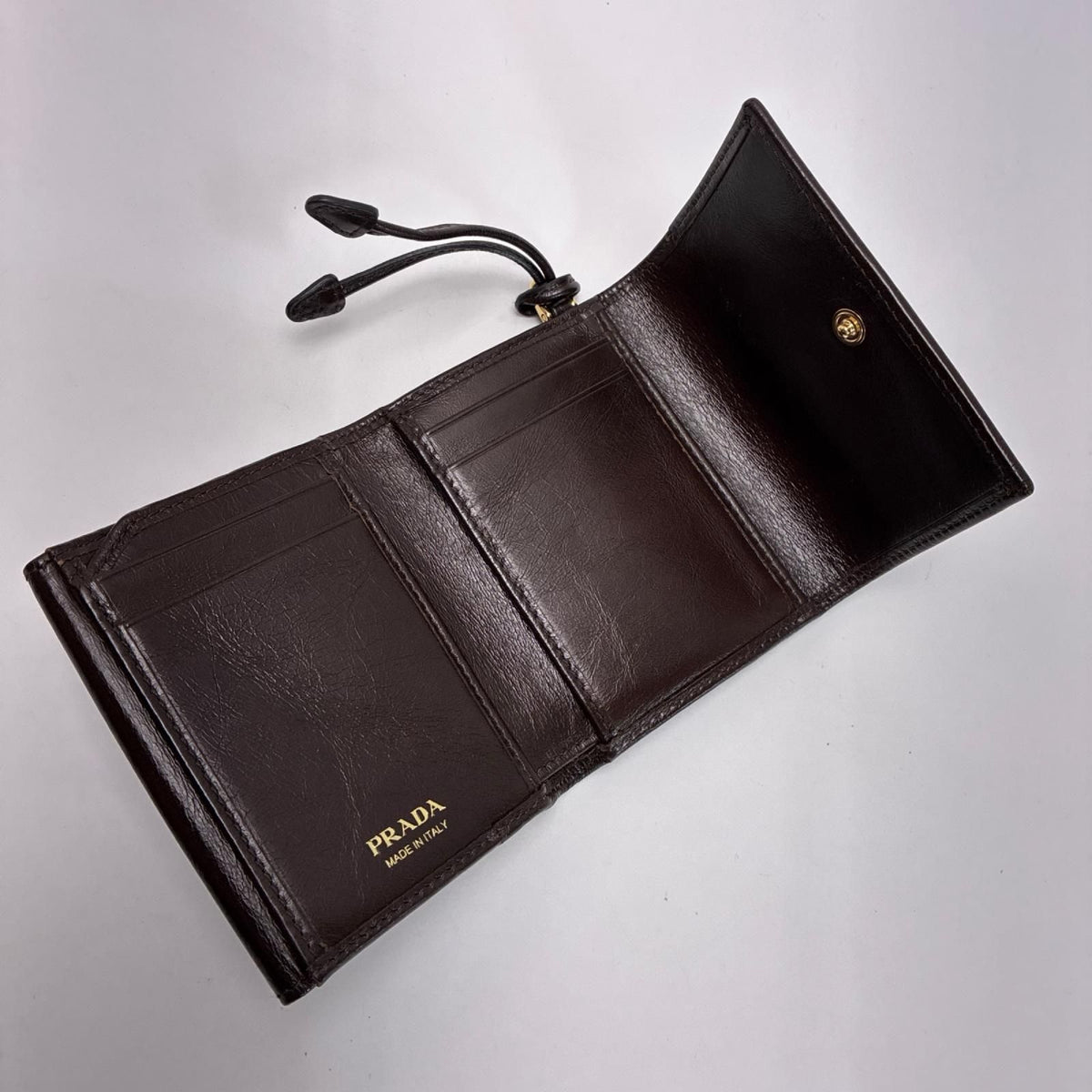 Prada Trifold Wallet Leather Brown — view 7