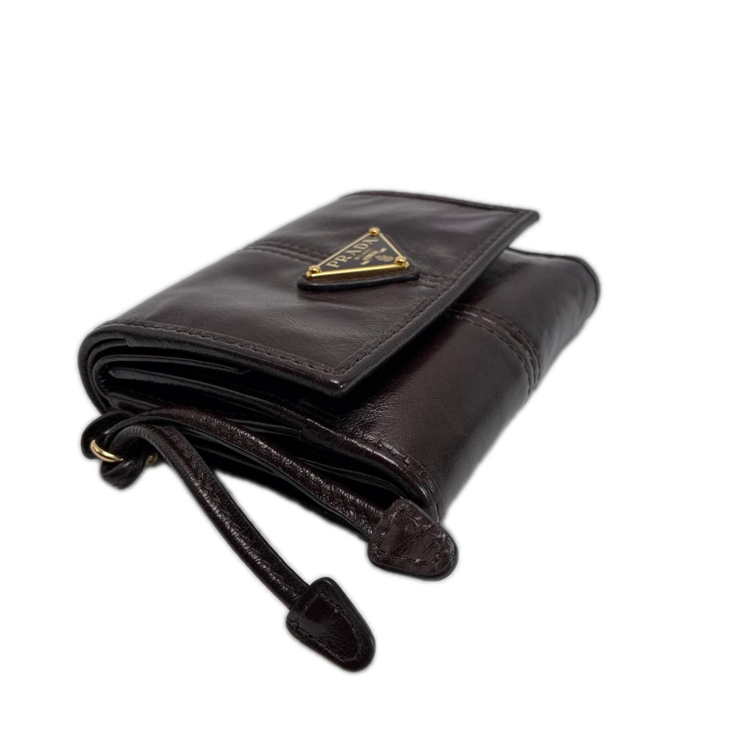 Prada Trifold Wallet Leather Brown — view 3