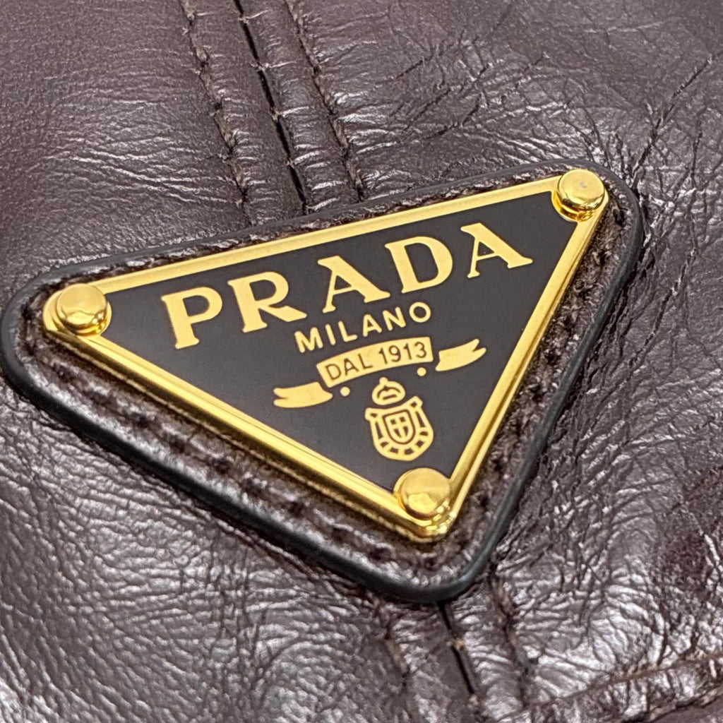 Prada Trifold Wallet Leather Brown — view 6