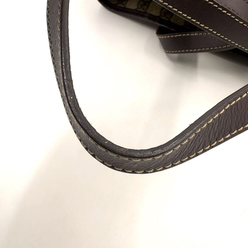 Gucci GG Supreme Leather Canvas Khaki Beige Dark Brown Tote Bag Silver — view 6