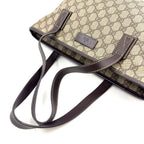 Gucci GG Supreme Leather Canvas Khaki Beige Dark Brown Tote Bag Silver — view 5