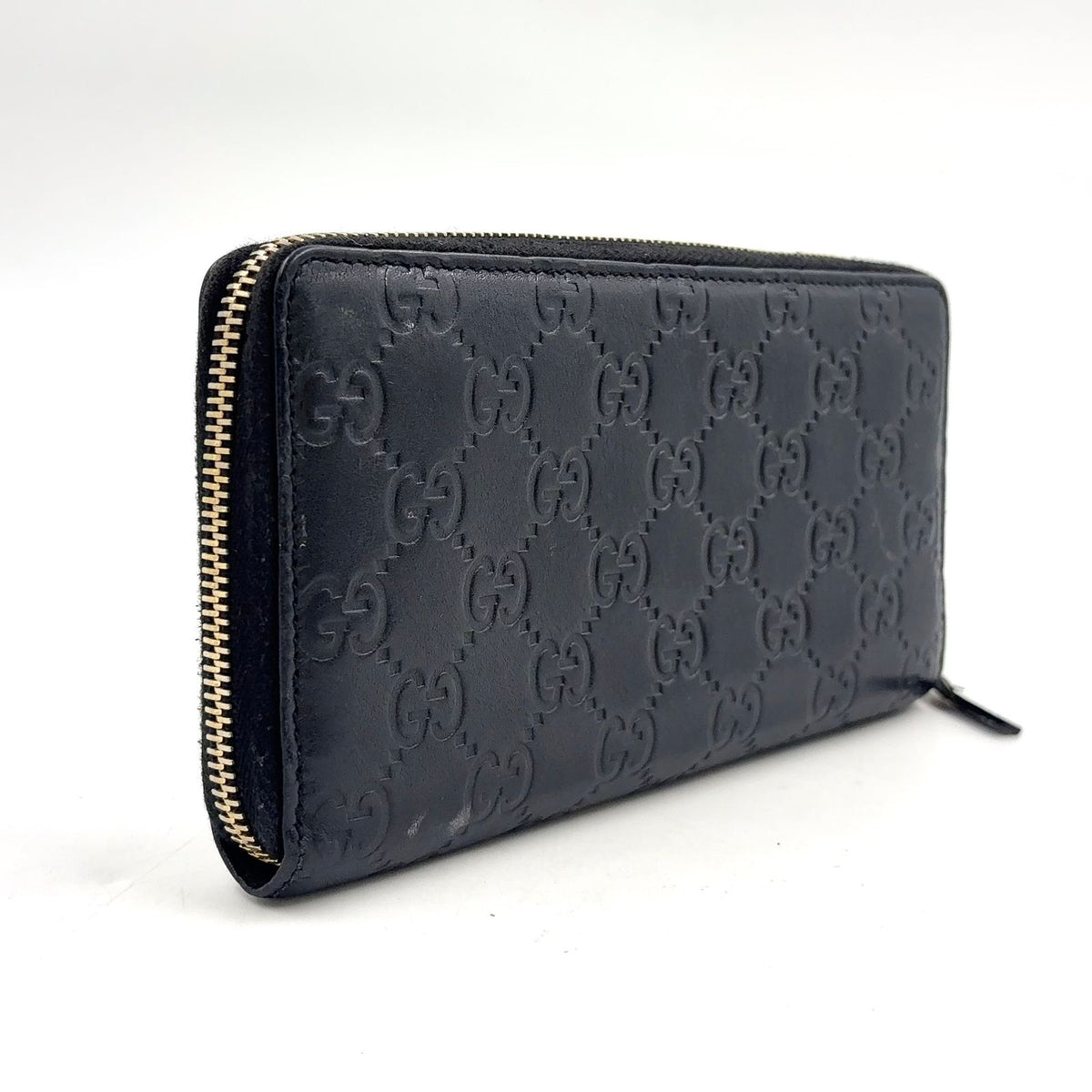 Gucci GG Zip Around Wallet Leather Black Gold — view 2