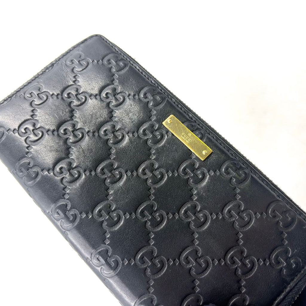 Gucci GG Zip Around Wallet Leather Black Gold — view 7