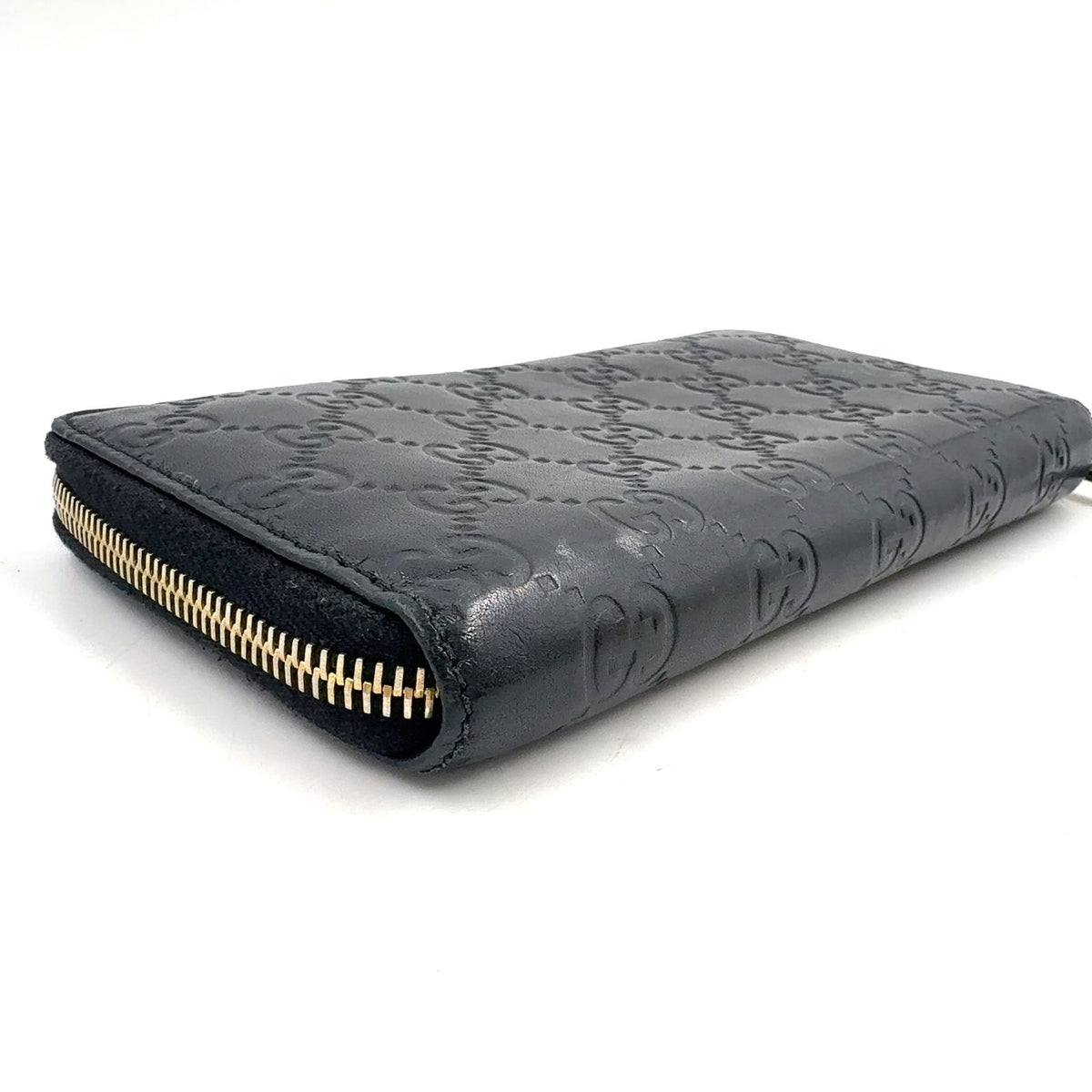 Gucci GG Zip Around Wallet Leather Black Gold — view 5