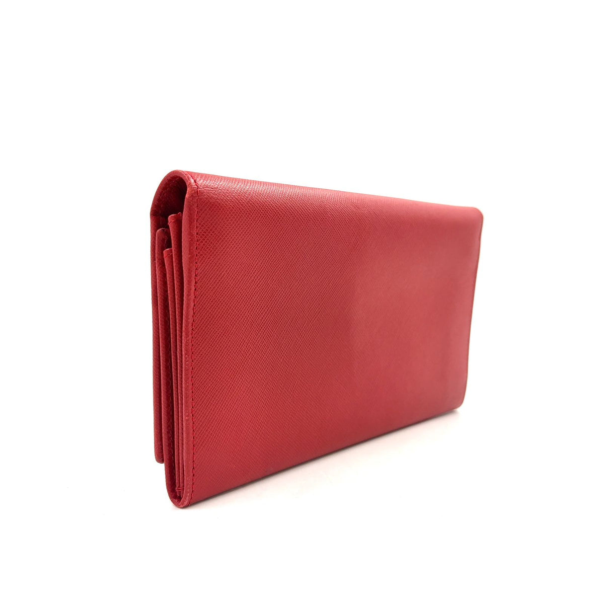 Prada Saffiano Leather Red Wallet Silver — view 2