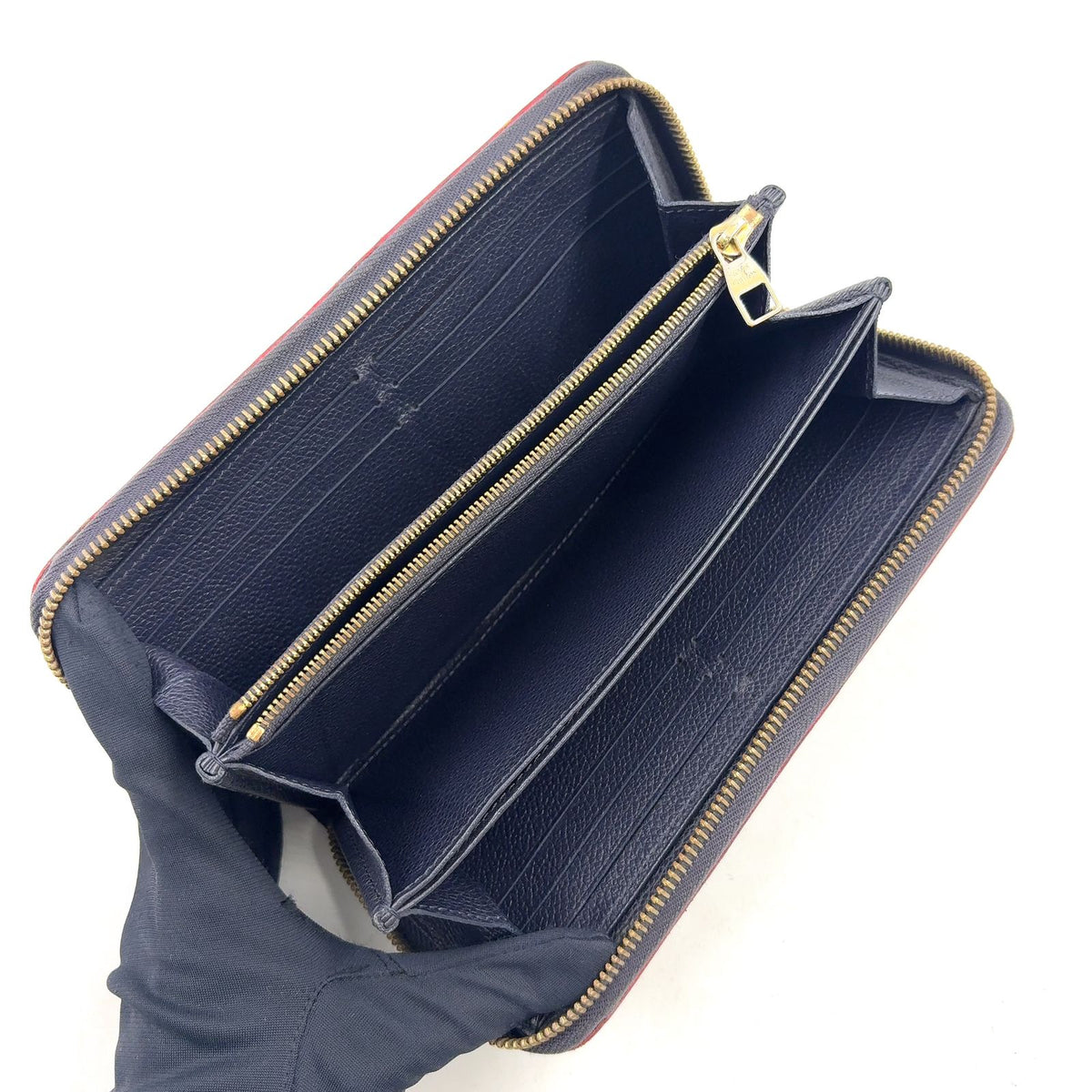 Louis Vuitton Zippy Wallet Monogram Empreinte Marine Rouge Leather Navy Round — view 3