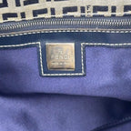 Fendi Zucca Pattern Leather Canvas Navy Brown Tote Bag Silver — view 4
