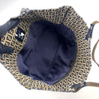 Fendi Zucca Pattern Leather Canvas Navy Brown Tote Bag Silver — view 3