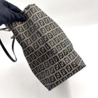 Fendi Zucca Pattern Leather Canvas Navy Brown Tote Bag Silver — view 8