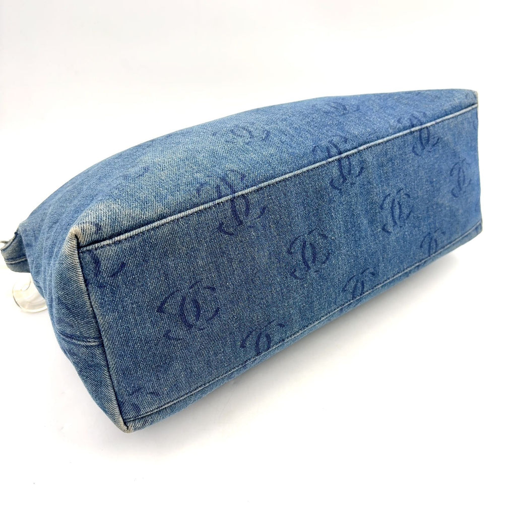 Chanel CC Logo Denim Plastic Blue Bag Silver — view 8