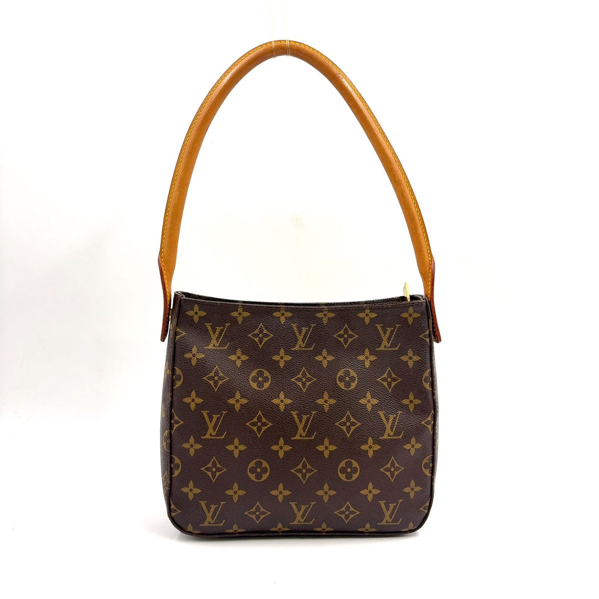 Louis Vuitton Looping MM Monogram Leather Brown Handbag Gold