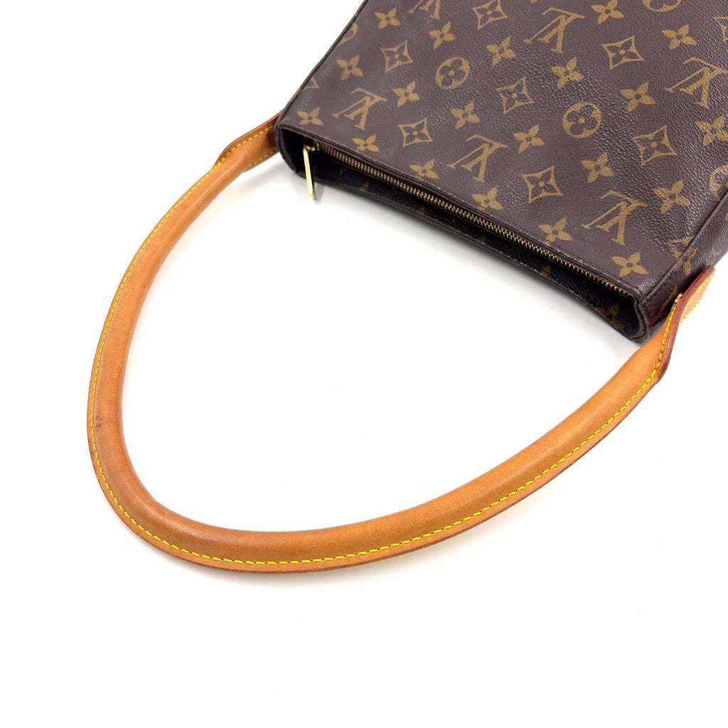 Louis Vuitton Looping MM Monogram Leather Brown Handbag Gold — view 5