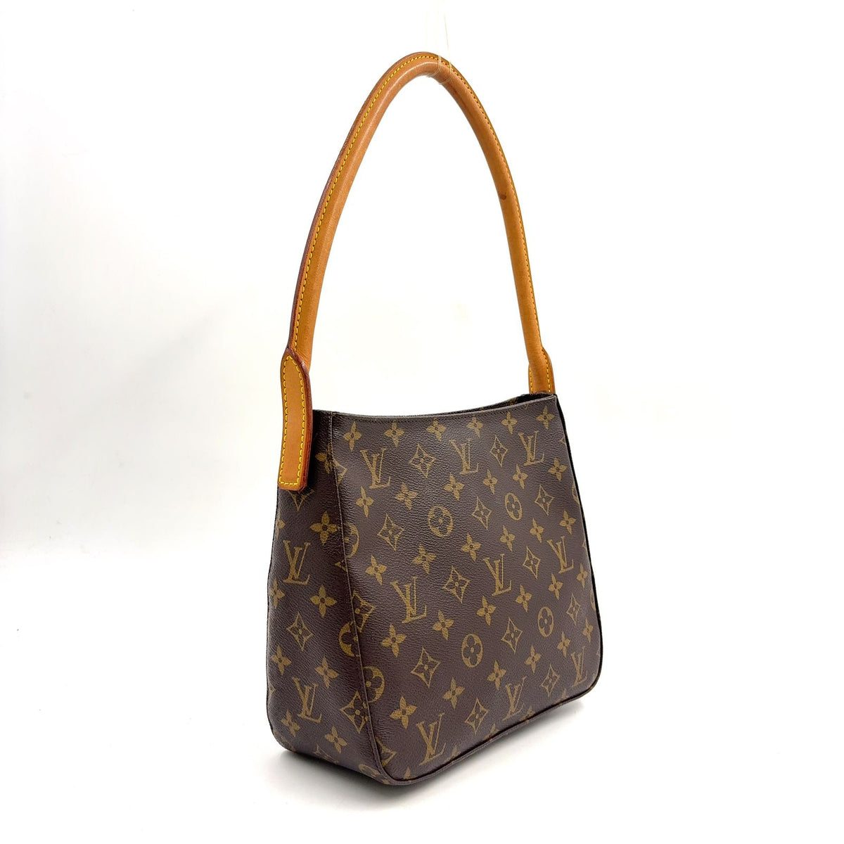 Louis Vuitton Looping MM Monogram Leather Brown Handbag Gold — view 2