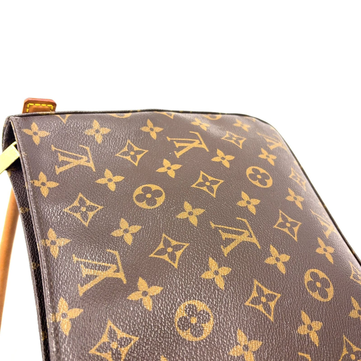 Louis Vuitton Looping MM Monogram Leather Brown Handbag Gold — view 7