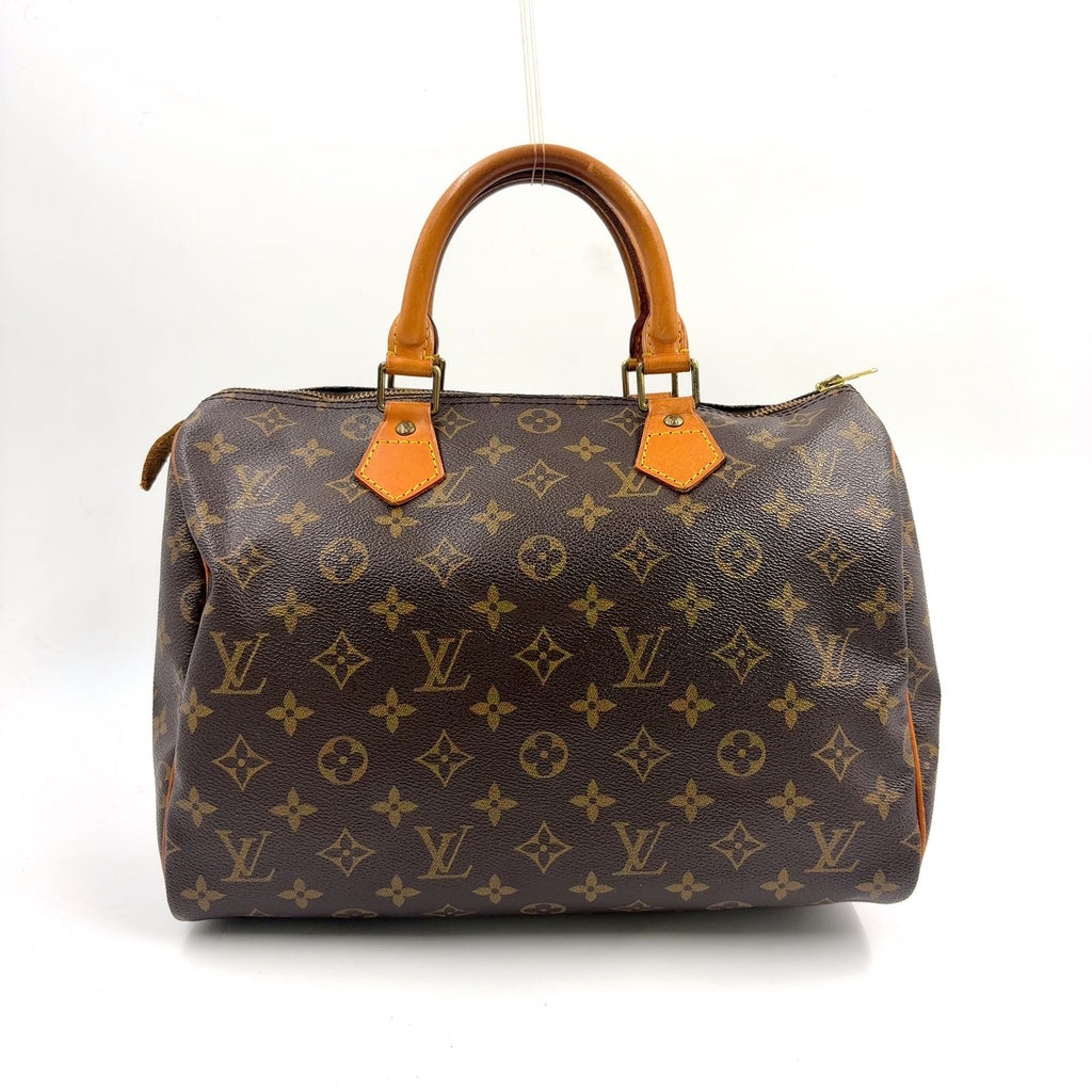 Louis Vuitton Speedy 30 Monogram Leather Brown Handbag Gold