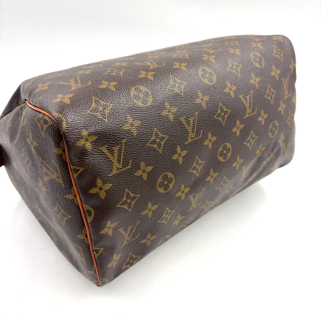 Louis Vuitton Speedy 30 Monogram Leather Brown Handbag Gold — view 7