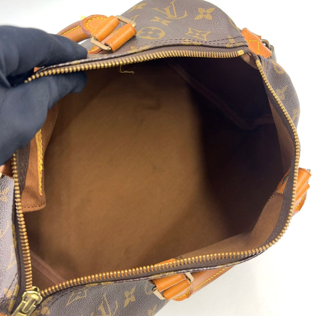 Louis Vuitton Speedy 30 Monogram Leather Brown Handbag Gold — view 3