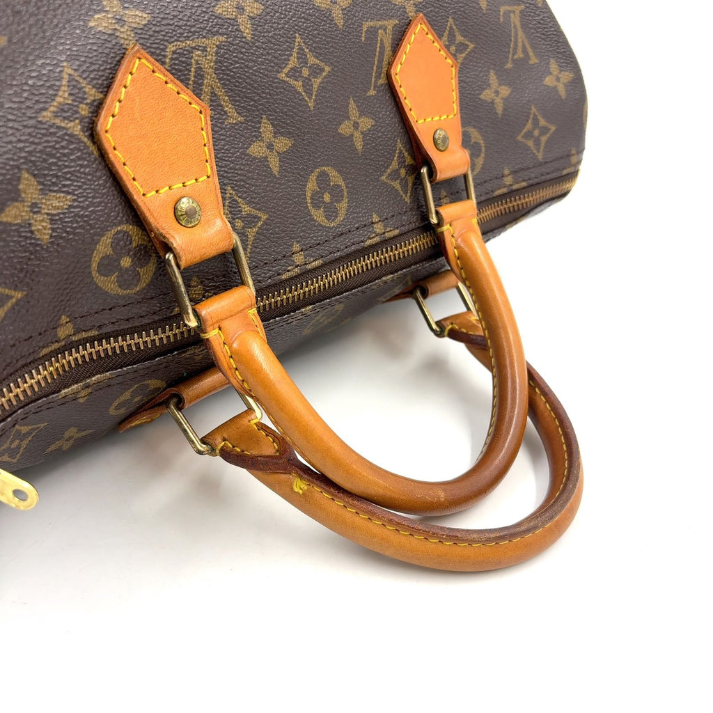 Louis Vuitton Speedy 30 Monogram Leather Brown Handbag Gold — view 5
