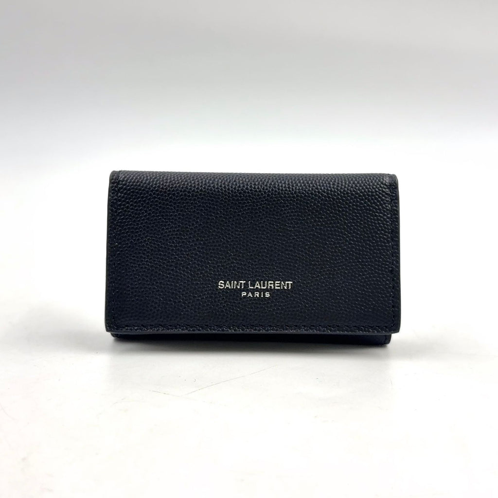 Saint Laurent Paris Leather Black Key Case Silver Key Holder