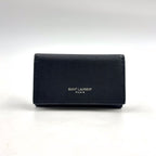 Saint Laurent Paris Leather Black Key Case Silver Key Holder