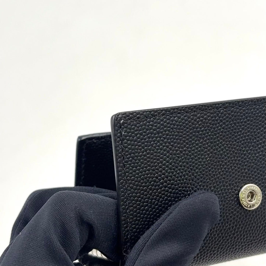 Saint Laurent Paris Leather Black Key Case Silver Key Holder — view 7