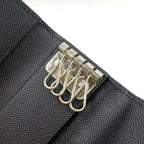 Saint Laurent Paris Leather Black Key Case Silver Key Holder — view 8