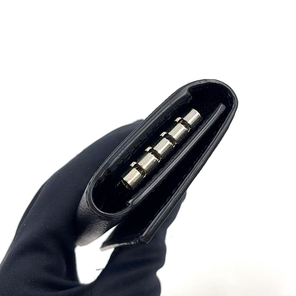 Saint Laurent Paris Leather Black Key Case Silver Key Holder — view 5