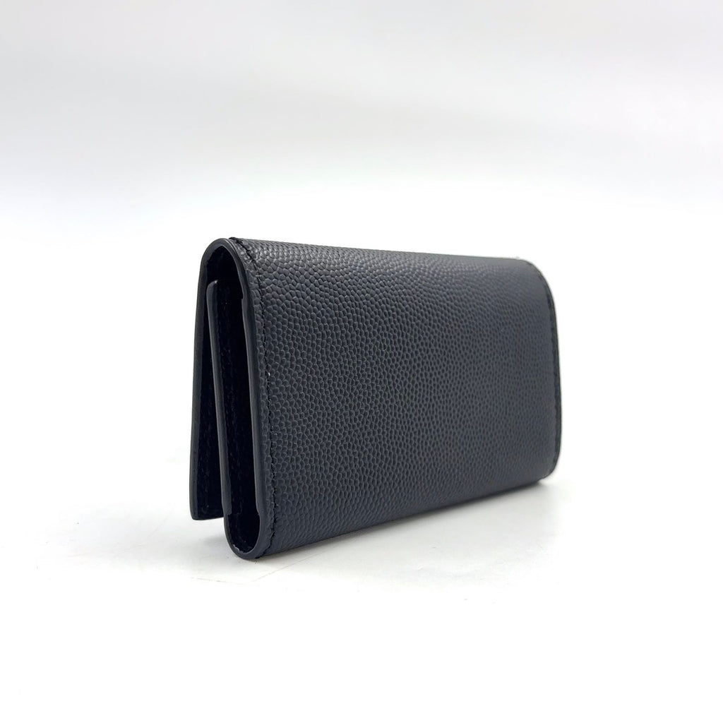 Saint Laurent Paris Leather Black Key Case Silver Key Holder — view 2