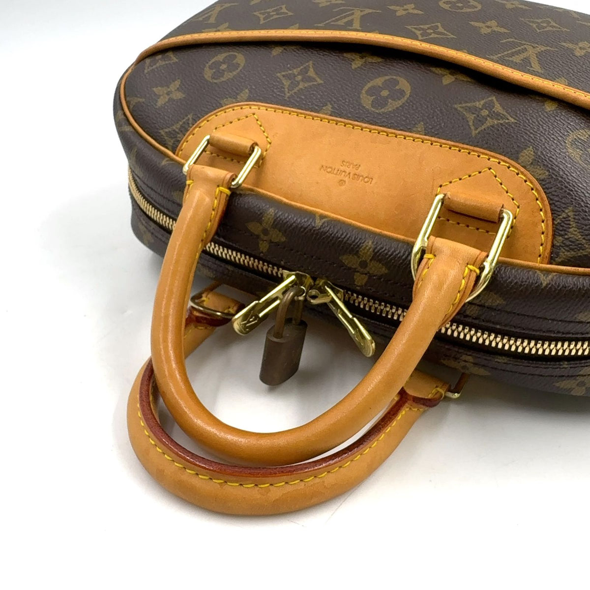 Louis Vuitton Monogram Leather Brown Handbag Gold — view 5