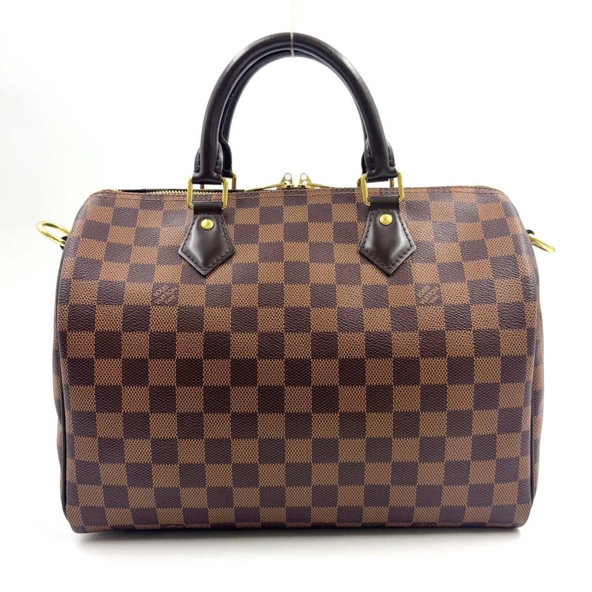 Louis Vuitton Speedy 30 Damier Ebene Leather Brown Handbag Gold