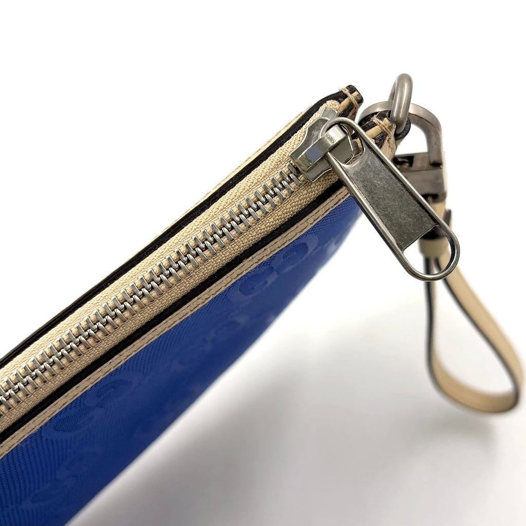 Gucci Off the Grid GG Pattern Leather Nylon Ivory Blue Clutch Silver — view 5